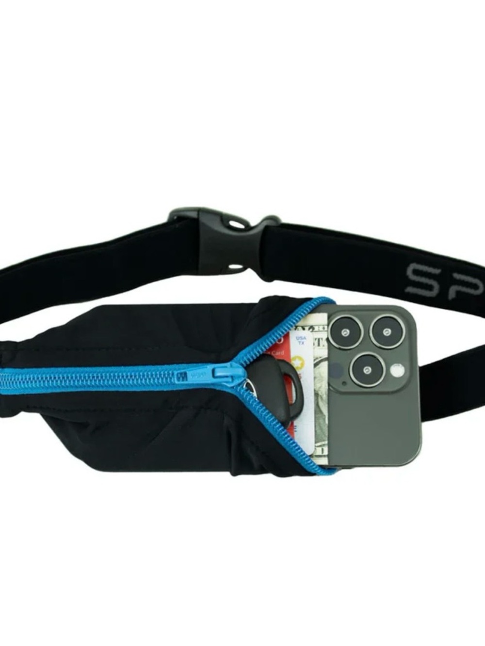 SPI (SMALL PERSONAL ITEM BELT) Waist Running Belt Pack with Blue Zip NWT 🏷️